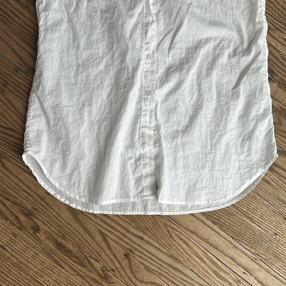 Vince White Cotton Short Sleeve Blouse Top Long Silhouette Size 4 EUC - Picture 4 of 8